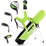 GYMAX Kids Golf Club Set, Right Handed Complete Golf Set for Children with 4/6 Golf Clubs & Golf Stand Bag, Toddler Youth Golf Clubs for Boys & Girls, Junior Golf Clubs (Green, 8-10)