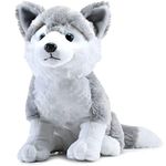 Webby Plush Husky Dog Stuffed Animal Puppy Soft Toy, Adorable Gifts for Kids and Adult, Glitter Eyes Soft Toy, 35CM (Grey)