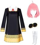 Anya Forger Cosplay Costume Yor Forger Costume Dress Loid Forger Suit Unifrom Outfit Full Set Halloween Party (M, black2)