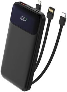 Philips Durable and Reliable Power Bank Black 10000mAh Built in| Lightning |USB-A | USB C Cables | PD 18W Fast Charging, Slim and Portable Design, Travelling, Office Hassle Free PowerBanks.