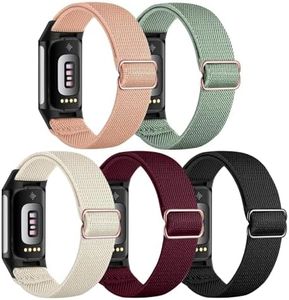 Gugobit 5 Pezzi Cinturino Compatibile con Cinturino Fitbit Charge 6/Cinturino Fitbit Charge 5 Donne Uomini, Cinturini Sportivo Ricambio Nylon Regolabile Traspirante per Fitbit Charge 6/Fitbit Charge 5
