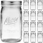 Wide Mouth Mason Jars 32 oz - 12 Pa