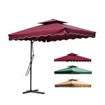 BEYOND SKY Luxury Side Pole Square Shape Outdoor Umbrella With 15kgs Stand Patio Holder Umbrella-Outdoor Cantilever Garden Balcony (10ft-Beige)