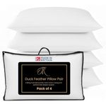 The Royce Duck Feather Pillows 4 Pack - 100% Cotton Cover Hotel Quality Luxury Bed Pillows - Medium Soft Supportive Pillows for Side & Back Sleepers - Hypoallergenic Pillows Made in Britain - 48x74cm