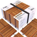 Acacia Hardwood Deck and Patio Easy to Install Interlocking Flooring Tiles 12"×12" - 10 Tiles/Pack - Totally 10 Sq. Ft.
