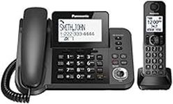 Panasonic DECT 6.0 2-in-1 Corded/Cordless Phone with Answering Machine, Call Block, and Talking Caller ID - 1 Cordless Handset - KX-TGF350CB (Metallic Black)