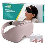 Puikos Eye Mask Sleeping Mask for Women Men Eye Covers for Sleeping Comfortable Adjustable Contoured Blackout Weighted Eyelash Extension Protector Sleep Mask Side Sleeper for Travel Yoga Nap (Pink)