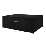 Dokon 7ft Pool Table Cover with Air Vents, Waterproof Windproof Anti-UV Heavy Duty Oxford Fabric Billiard Snooker Table Cover, Garden Furniture Covers (225x116x82cm) - Black