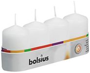 Bolsius pack 4 Pillar Candles Small , "White 40 mm Width"