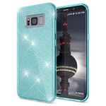 NALIA Glitter Case compatible with Samsung Galaxy S8, Ultra-Thin Mobile Sparkle Silicone Back Cover, Protective Slim Shiny Protector Skin, Shock-Proof Crystal Bling Smart-Phone Bumper, Color:Cyan