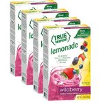 True Lemon Wildberry Lemonade Water Enhancer Drink Mix (10 Packets)| Low Calorie Powdered Drink Mix, Water Flavor Packets with Stevia (4-Pack)