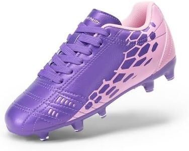 DREAM PAIRS Boys Girls Soccer Football Cleats Shoes for Little/Big Kid,Size 12 Little Kid,Purple/Pink,KKUMSO2409