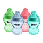 Tommee Tippee Closer to Nature Baby Bottles | Slow Flow Breast-Like Nipple with Anti-Colic Valve (9oz, 4 Count) | Fiesta Fun Time