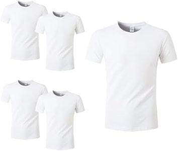 HTVRONT 5 Pack Polyester Sublimation T-Shirts Blanks - White Crew Neck Short Sleeve Shirts - XL