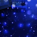 Dalugo Battery Powered String Lights, 50 LED 5M/16FT Micro Silver Wire LED Firefly Light DIY Decoration for Bedroom Tent Jars Wall (Blue)