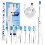 Seago Electric Toothbrush, Rechargeable Power Toothbrush with 8 Brush Heads, 40,000 VPM, 5 Cleaning Modes with Teeth Whitening, 30 Days Battery Life - Ideal for Adults & Kids, SG-958(White)