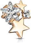 FIFTH CUE 14G CZ Cluster Stars Internally Threaded Dermal Anchor Top (Rose Gold/Clear)