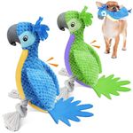 ROSAUI Dog Toys, 2PCS Plush Squeaky Cockatoo Dog Toy - Interactive and Dental Cleaning Pet Chew Toy for All Breed Sizes Dog