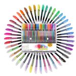 KXF 48 Packs Color Gel Ink Pens with 12 Glitter Pens 12 Metallic Pens 12 Neon Pens 12 Pastel Pens Gel Pens Set 1.0mm Tip Fineliners Glitter pens for Adult Coloring Books Scrapbooking Drawing/Doodling