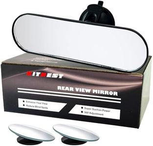 KITBEST Rear View Mirror, Rearview Mirror with Suction Cup, Universal Car Interior Rear View Mirror, Wide Angle Car Mirror (Bonus 2 PCS Blind Spot Mirrors)