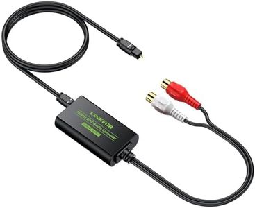 LiNKFOR 192kHz DAC Converter Digital to Analog Converter Digital Optical SPDIF Toslink to Analog Stereo Audio RCA L/R Audio Adapter with Optical Cable for HDTV Blu Ray DVD Amps (RCA Female)