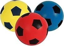 B4E 17.5cm Pack Of 3 Soft Foam Football - Yellow, Red & Blue | Soft Sponge Indoor/Outdoor Foam Soccer Ball Games For Unlimited Fun Sport | Suitable For Adults/Kids/Boys/Girls Of All Ages (Pack of 3)