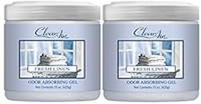 Clear Air Odor Absorber Gel - Air Freshener and Odor Eliminator - Absorbs Odors in Bathrooms, Cars & RVs - Made with Essential Oils - Fresh Linen Scent - 15 Ounce - 2 Pack