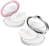 2 Pcs Loose Powder Container with Puff Loose Powder Compact Container Empty Reusable Plastic Empty Powder Case DIY Makeup Powder Case with Mirror and Net Sifter