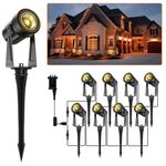 GLOBELIT Garden Spike Lights 8 Pack*3W,27v 3000K Warm White Low Voltage Garden Lights Outdoor, Garden Spotlights Mains Powered IP65 Waterproof for Patio,Wall,Fence,Tree (8 Pack)