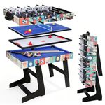 HLC 4 In 1 Multi Combination Sport Game Table Set for Kids Table Tennis Table, Pool Table, Table Football, Slide Hockey (4ft, 1.2m)
