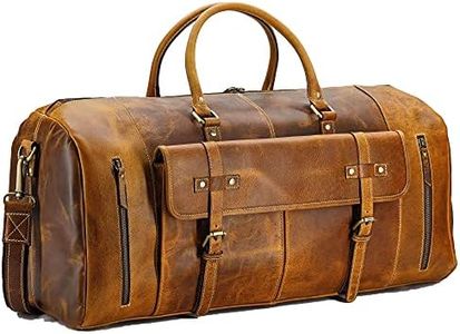 KomalC Leather Duffel Bags for Men and Women Full Grain Leather Travel Overnight Weekend Leather Bags Sports Gym Duffel for Men, 24 Inch