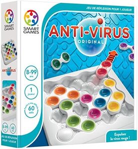 SmartGames - Anti Virus - Jeu de Réflexion et de Logique - Expulse le Virus Rouge - 60 Défis de Niveaux Différents - 1 Joueur - A partir de 8 Ans