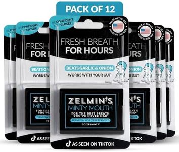 Zelmin's Minty Mouth Breath Freshener - (12 Pack) Long Lasting Bad Breath Treatment for Adults, Instant Freshness Helps with Dry Mouth, Natural Breath Mints for Travel, Alcohol-Free, Keto, Gluten-Free