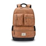 Gear Vintage Boxy 18"/26L Medium Faux Leather Water Resistant Laptop Backpack/Casual Bag/Daypack/College Backpack/Travel Backpack For Men/Women (Tan - Navy)