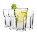 Premier Housewares Luxor Drinking Glasses Set of 4 | Tumbler Water Glass Cups for Everyday Use | Solid Tall Pint Glasses for Highball | BBQ, Juice, Cocktail, Restaurants, Home Bar