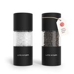 LARS NYSØM Salt and Pepper Grinder Set, Manual Salt and Pepper Mills with Adjustable Ceramic Grinder, Design Spice Shaker Set (Carbon Black)