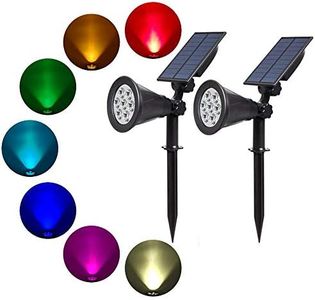 T-Sun Outdoor Solar Lights, 7 LED Color-Changing Solar Garden Lights, Solar Spotlights, Auto-ON/Off, 180 Degree Adjustable, Decorative Lights for Outdoor, Garden, Lawn, Pathway, Party (2 Pack)