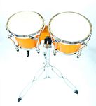 Mike Music 6" and 8" Bongo Drum Set with Tuning Key and adjust Bango stand(Mike Music 6" and 8"with Stand, yellow)