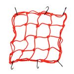GOOFIT 12" x 12" Elasticated Bungee Luggage Cargo Net with Hooks Hold Down for Motorcycles Motorbike ATVs Bikes Cars Trucks (Red)