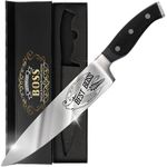 Birthday Gift Best BOSS - Premium Chef Knife Gift - 8 in. Stainless Carbon Steel Kitchen Knive w/Pakka Wood Handle - Father's Day, Christmas, Housewarming, Anniversary, Holiday Gifts - by CutLinx