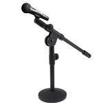 Microphone Stand Desktop Mic Stands Height Adjustable 11”to 27” High with Boom Arm Universal Mic Mount with Metal Base Mic Clips Table Mic Stand