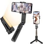 BKN® Foldable Handheld Gimbal Stabilizer Stick Tripod with Bluetooth Wireless Remote & Removable Fill Light | 360° Rotation Portable Phone Holder Compatible with All Smartphones