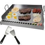 Griddle for Gas Grill with Jalapeno Pepper Rack,Flat Top Griddle Plate Insert for Outdoor Grill,Large stainless Steel Teppanyaki 24''x16" Griddle Top for Gas Grill/Charcoal/Stove,Camping,Hibachi