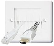 Auline White Brush Single 1 Gang Wall Outlet Cable Entry Plate Tidy Mount Face Plate Wall Plate (1)