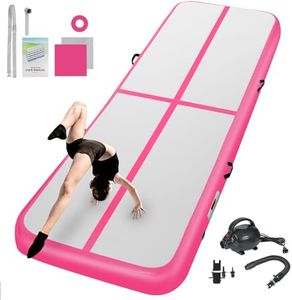16.5FT Inflatable Air Gymnastics Mat Training Mats 4inches Thickness Inflatable Tumble Track for Home Use/Training/Yoga/Cheerleading/Water with Pump