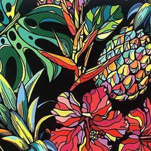 HEKO PANELS Oxford Waterproof Fabric Sold by The Metre Canvas Fabric Polyester Fabric for Sewing Fabrics Furniture Fabrics Decorative Fabrics Crafts Waterproof Opaque Jungle Black Colourful 100 x 160