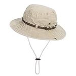 EKMTBJXY Fishing Hat UV Protection Sun Hat Wide Brim Bucket Hat Foldable Safari Boonie Hat for Men and Women with Adjustable Chin Strap Khaki