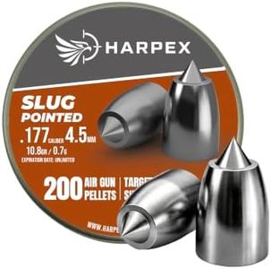 Harpex Slug Pointed .177 Cal Airgun Pellets – 9.4 Grain High-Precision Slug Design – Enhanced Penetration & Long-Range Accuracy – Premium Lead Pellets for Target Shooting & Small Game - 200ct