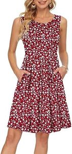 AUSELILY Women Summer Casual T Shirt Dresses Beach Cover up Women Tank Dress(XL,Red Flowers)