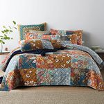 VISIMISI Cotton Bedspread Quilt Sets Reversible Bedding Coverlet Sets,3 Pieces Paisley Vintage Floral Patchwork Bedspread (Yellow Paisley Floral, King Size)